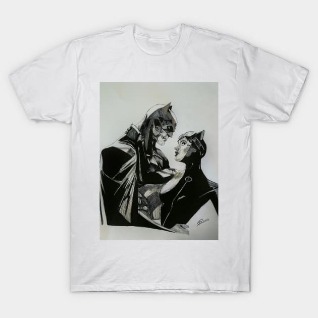 Batman and Catwoman Fanart T-Shirt by Headbanger Haven